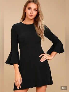 Lulus Bell Sleeve Black Dress